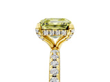Yellow gold Fancy Yellow Asscher Cut Diamond Solitaire Ring with Four-Prong Setting and Pavé Band_8
