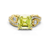 Yellow gold Fancy Yellow Asscher Cut Diamond Solitaire Ring with Milgrain Pavé Band and Four-Prong Setting_18