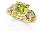 Yellow gold Fancy Yellow Asscher Cut Diamond Solitaire Ring with Milgrain Pavé Band and Four-Prong Setting_19