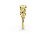 Yellow gold Fancy Yellow Asscher Cut Diamond Solitaire Ring with Milgrain Pavé Band and Four-Prong Setting_20