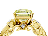 Yellow gold Fancy Yellow Asscher Cut Diamond Solitaire Ring with Milgrain Pavé Band and Four-Prong Setting_22
