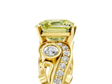 Yellow gold Fancy Yellow Asscher Cut Diamond Solitaire Ring with Milgrain Pavé Band and Four-Prong Setting_23