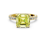 Yellow gold Fancy Yellow Asscher Cut Diamond Solitaire Ring with Pavé Band and Four-Prong Setting_51