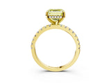 Yellow gold Fancy Yellow Asscher Cut Diamond Solitaire Ring with Pavé Band and Four-Prong Setting_54