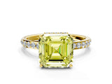 Yellow gold Fancy Yellow Asscher Cut Diamond Solitaire Ring with Pavé Band and Hidden Halo_20