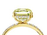 Yellow gold Fancy Yellow Asscher Cut Diamond Solitaire Ring with Pavé Band and Hidden Halo_24