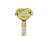 Yellow gold Fancy Yellow Asscher Cut Diamond Solitaire Ring with Pavé Band and Hidden Halo_25