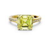 Yellow gold Fancy Yellow Asscher Cut Diamond Solitaire Ring with Pavé Band and Prong Setting_12