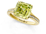 Yellow gold Fancy Yellow Asscher Cut Diamond Solitaire Ring with Pavé Band and Prong Setting_13