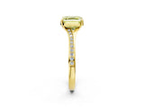 Yellow gold Fancy Yellow Asscher Cut Diamond Solitaire Ring with Pavé Band and Prong Setting_14