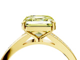 Yellow gold Fancy Yellow Asscher Cut Diamond Solitaire Ring with Pavé Band and Prong Setting_16