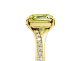 Yellow gold Fancy Yellow Asscher Cut Diamond Solitaire Ring with Pavé Band and Prong Setting_17