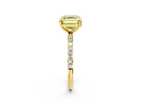 Yellow gold Fancy Yellow Asscher Cut Diamond Solitaire Ring with Pave Band and Four Prong Setting_54