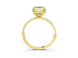 Yellow gold Fancy Yellow Asscher Cut Diamond Solitaire Ring with Pave Band and Four Prong Setting_55
