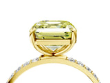 Yellow gold Fancy Yellow Asscher Cut Diamond Solitaire Ring with Pave Band and Four Prong Setting_56