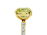 Yellow gold Fancy Yellow Asscher Cut Diamond Solitaire Ring with Pave Band and Four Prong Setting_57