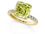 Yellow gold Fancy Yellow Asscher Cut Diamond Solitaire Ring with Round  Pavé Band and Four-Prong Setting_49