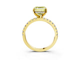 Yellow gold Fancy Yellow Asscher Cut Diamond Solitaire Ring with Round  Pavé Band and Four-Prong Setting_51