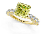 Yellow gold Fancy Yellow Asscher Cut Diamond Solitaire Ring with Shared Prong Pavé Band and Four-Prong Setting_18