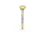 Yellow gold Fancy Yellow Asscher Cut Diamond Solitaire Ring with Shared Prong Pavé Band and Four-Prong Setting_19