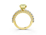 Yellow gold Fancy Yellow Asscher Cut Diamond Solitaire Ring with Shared Prong Pavé Band and Four-Prong Setting_20
