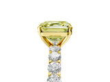 Yellow gold Fancy Yellow Asscher Cut Diamond Solitaire Ring with Shared Prong Pavé Band and Four-Prong Setting_22