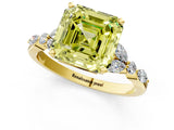 Yellow gold Fancy Yellow Asscher Cut Diamond Solitaire Ring with Side Stones and Four-Prong Setting_36