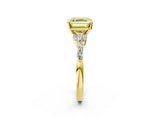 Yellow gold Fancy Yellow Asscher Cut Diamond Solitaire Ring with Side Stones and Four-Prong Setting_37