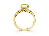 Yellow gold Fancy Yellow Asscher Cut Diamond Solitaire Ring with Side Stones and Four-Prong Setting_38