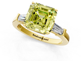 Yellow gold Fancy Yellow Asscher  Cut Diamond Solitaire Ring with Tapered Baguette Accents and Four-Prong Setting_18