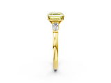 Yellow gold Fancy Yellow Asscher  Cut Diamond Solitaire Ring with Tapered Baguette Accents and Four-Prong Setting_19