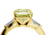 Yellow gold Fancy Yellow Asscher  Cut Diamond Solitaire Ring with Tapered Baguette Accents and Four-Prong Setting_21