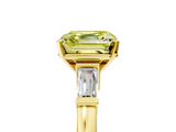 Yellow gold Fancy Yellow Asscher  Cut Diamond Solitaire Ring with Tapered Baguette Accents and Four-Prong Setting_22