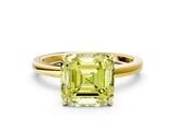 Yellow gold Fancy Yellow Asscher Cut Diamond Solitaire Ring with Thin Band and Prong Setting_12