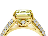 Yellow gold Fancy Yellow Asscher Cut Diamond Solitaire Ring with Three-Row Pavé Band and Four-Prong Setting_21