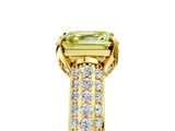 Yellow gold Fancy Yellow Asscher Cut Diamond Solitaire Ring with Three-Row Pavé Band and Four-Prong Setting_22