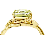 Yellow gold Fancy Yellow Asscher Cut Diamond Solitaire Ring with Twist Band and Four-Prong Setting_50