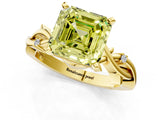 Yellow gold Fancy Yellow Asscher Cut Diamond Solitaire Ring with Twisted Band and Prong Setting_18