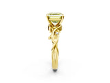 Yellow gold Fancy Yellow Asscher Cut Diamond Solitaire Ring with Twisted Band and Prong Setting_19
