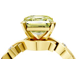 Yellow gold Fancy Yellow Asscher Cut Diamond Solitaire Ring with Twisted Band and Prong Setting_21
