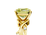 Yellow gold Fancy Yellow Asscher Cut Diamond Solitaire Ring with Twisted Band and Prong Setting_22