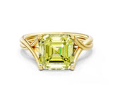 Yellow gold Fancy Yellow Asscher Cut Diamond Solitaire Twist Band Prong Setting Ring_43