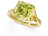 Yellow gold Fancy Yellow Asscher Cut Diamond Solitaire Twist Band Prong Setting Ring_44