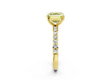 Yellow gold Fancy Yellow Asscher  Cut Diamond Solitaire with Pave Band and Four-Prong Setting 2