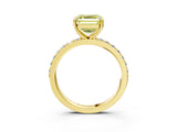 Yellow gold Fancy Yellow Asscher  Cut Diamond Solitaire with Pave Band and Four-Prong Setting 3