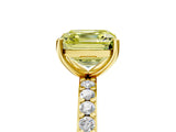 Yellow gold Fancy Yellow Asscher  Cut Diamond Solitaire with Pave Band and Four-Prong Setting 5