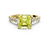 Yellow gold Fancy Yellow Asscher  Cut Diamond Solitaire with Pave Band and Four-Prong Setting_17