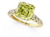 Yellow gold Fancy Yellow Asscher  Cut Diamond Solitaire with Pave Band and Four-Prong Setting_18