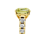 Yellow gold Fancy Yellow Asscher  Cut Diamond Solitaire with Pave Band and Four-Prong Setting_22