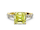 Yellow gold Fancy Yellow Asscher Cut Diamond Solitaire with Side Stones, Pave Band, Four-Prong Setting_58